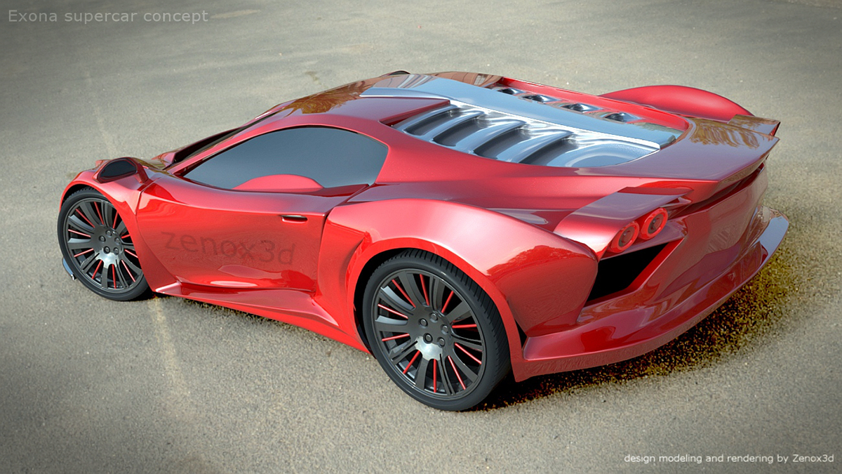 car concept rendering 3D simlab composer car design futuristic coupe Racing exona concept 