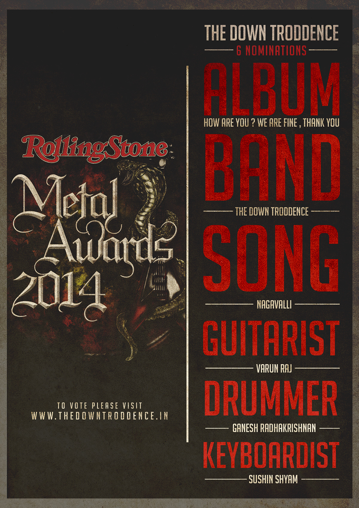 rolling stone Rolling Stone India rolling stone metal metal awards 2014 The Down Troddence TDT Munz music poster bebas