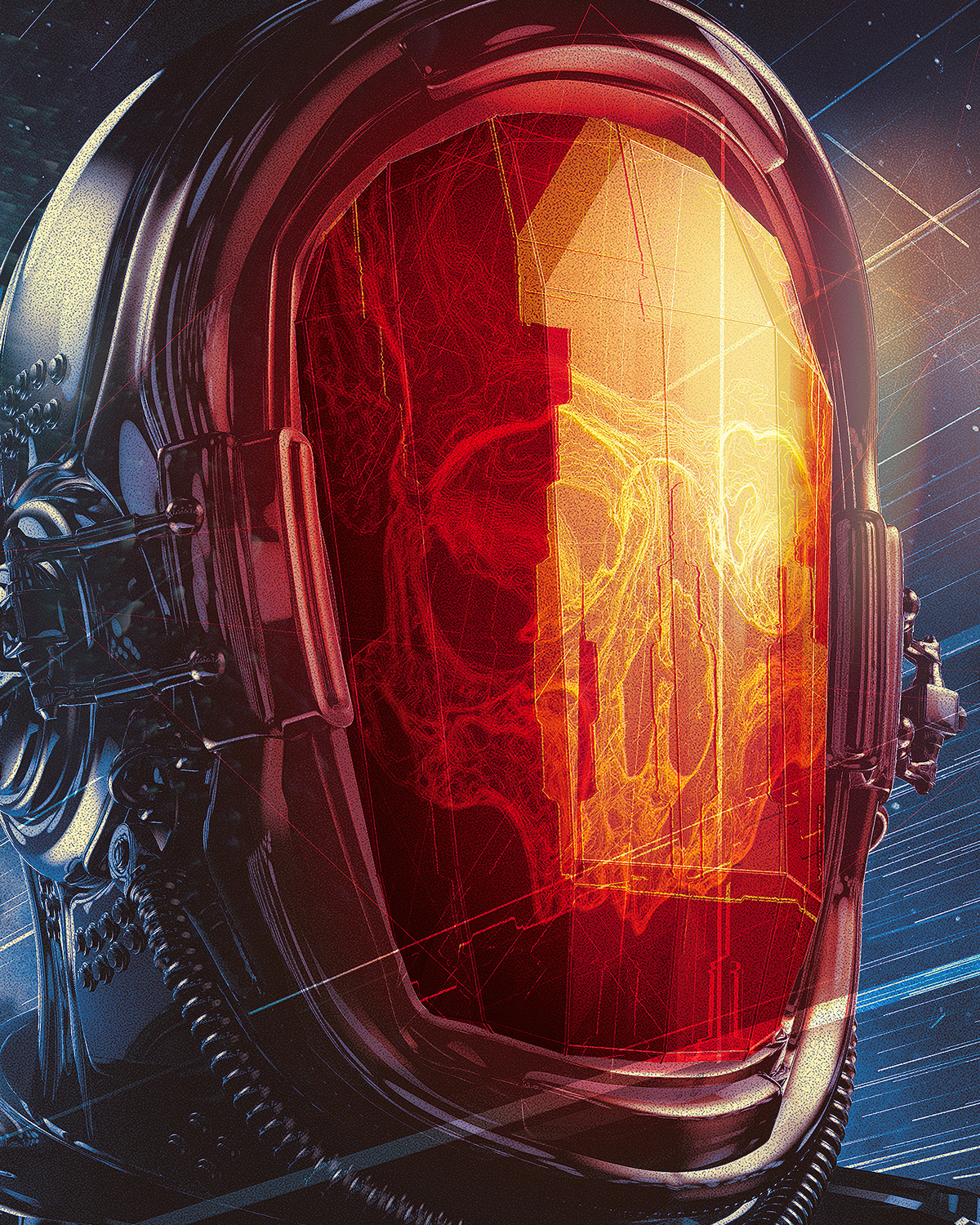 3D android astronaut c4d CG cinema 4d Cyborg digital poster robot SKY Space  universe skull