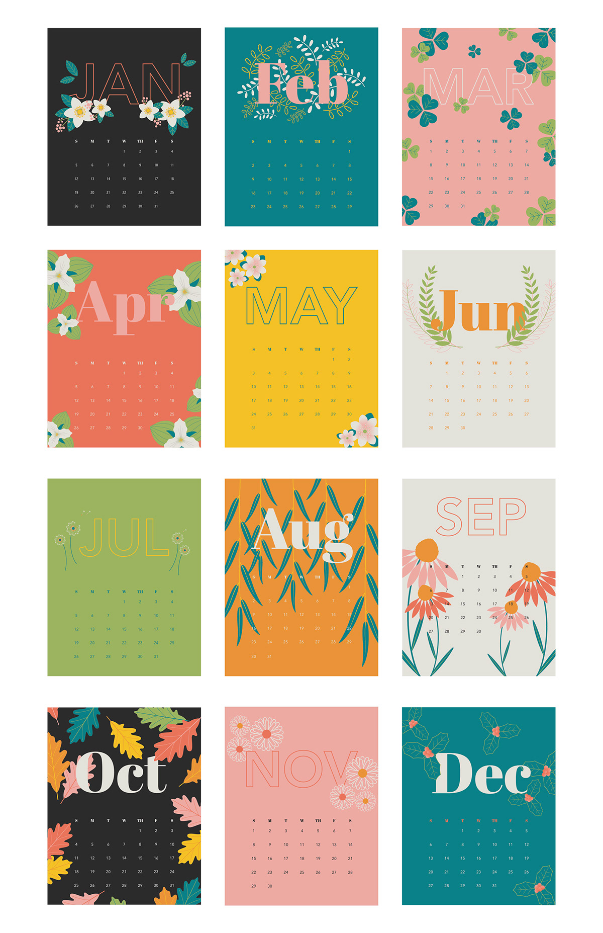 2020 calendar free download personal use Illustrator graphic design  design calendar ILLUSTRATION  vector art