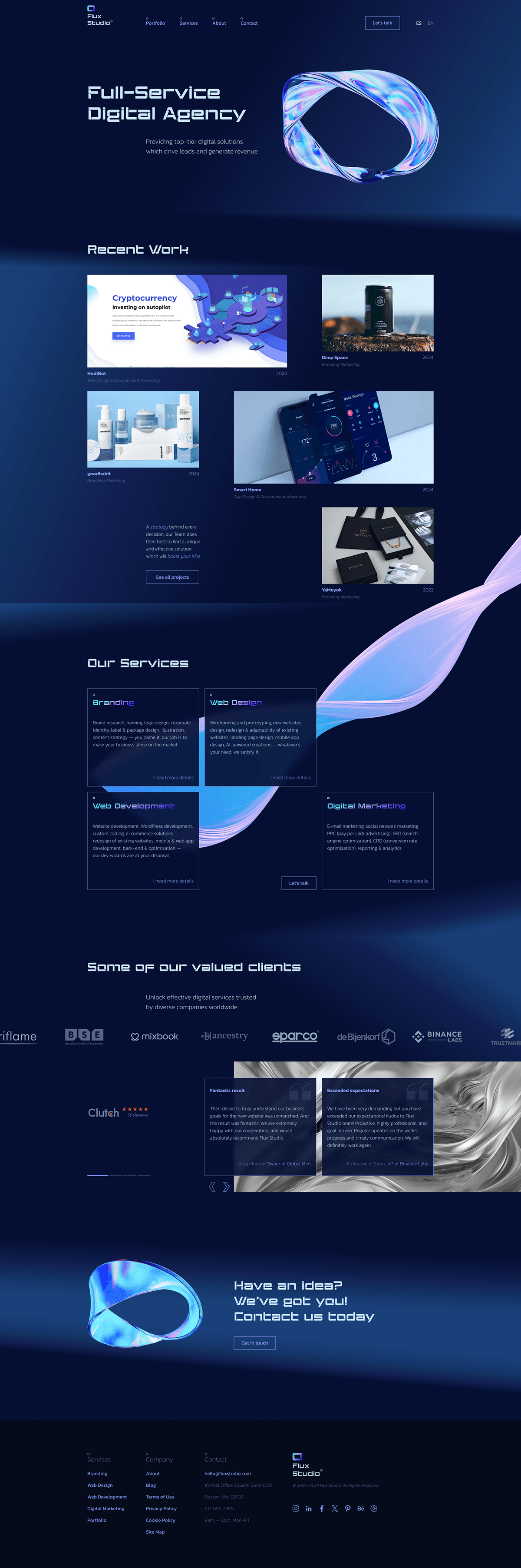 digital agency UI/UX Web Design  creative studio Figma dark theme Adaptive Website ui design gradient