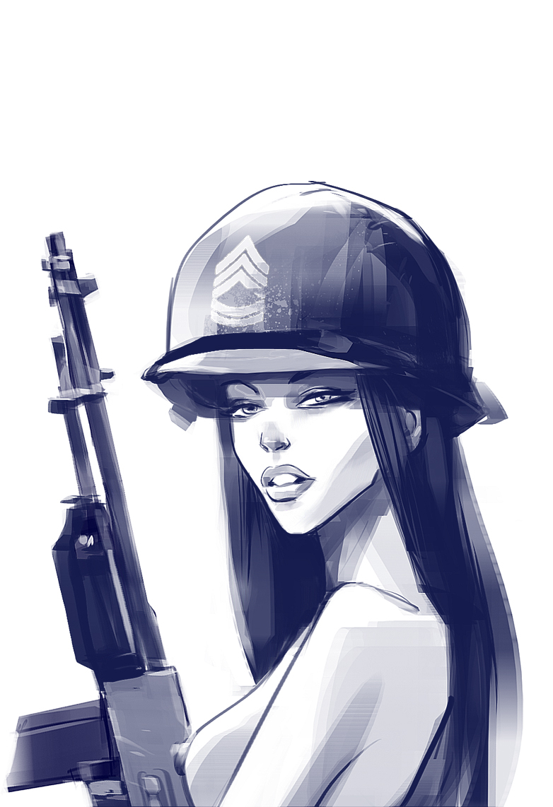 babe guns concept soldier art
