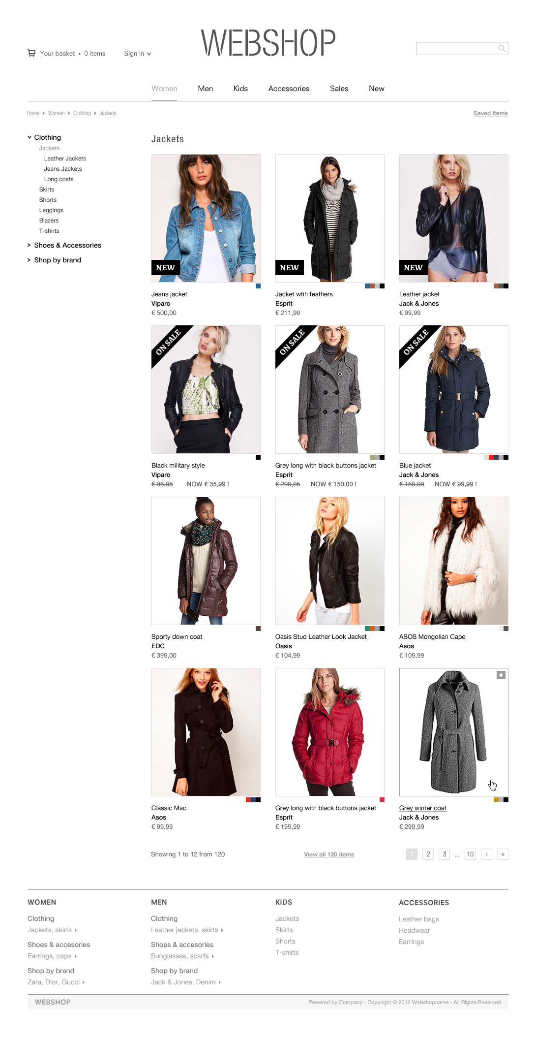 web layout webshop Clothing brands UI ui elements black & white pictures