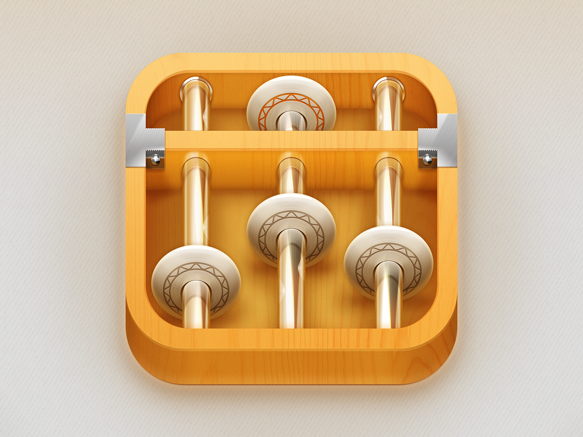 ios silver metal yellow texture app Icon iron wood chinese calculator abacus