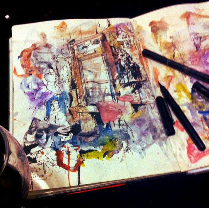 sketchbook Watercolours Fineliners irish dublin book publishing   Imagine magazine fantasy exhibiton sketching ink media