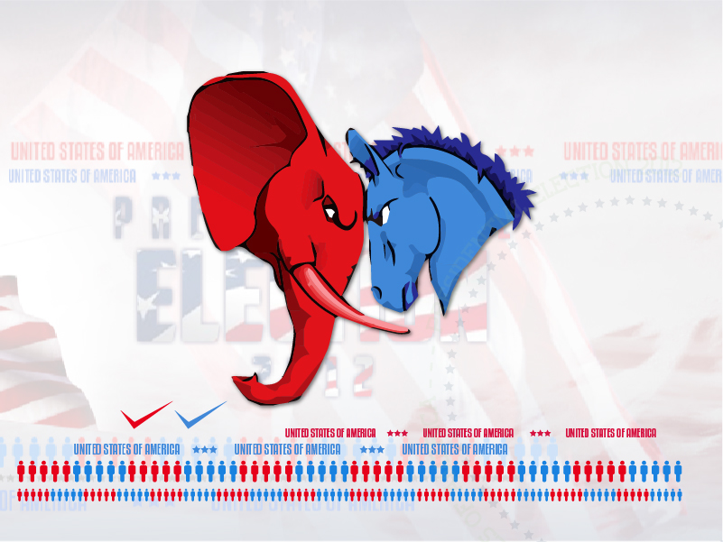 usa US Election america president us presidential election 201 Barack Obama mitt romney poll elephant donkey right election campaign
