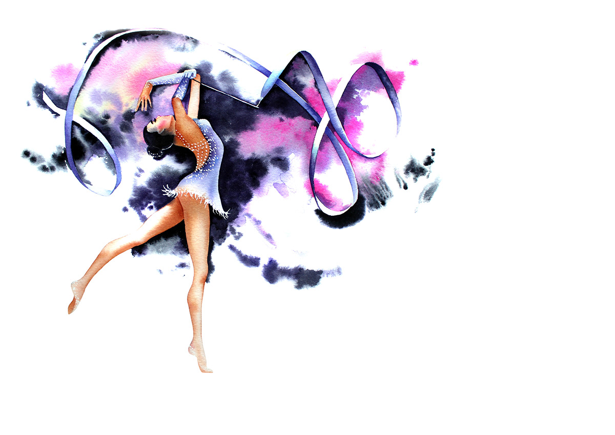 watercolor  illustration DANCE   aquarelle Fashion 