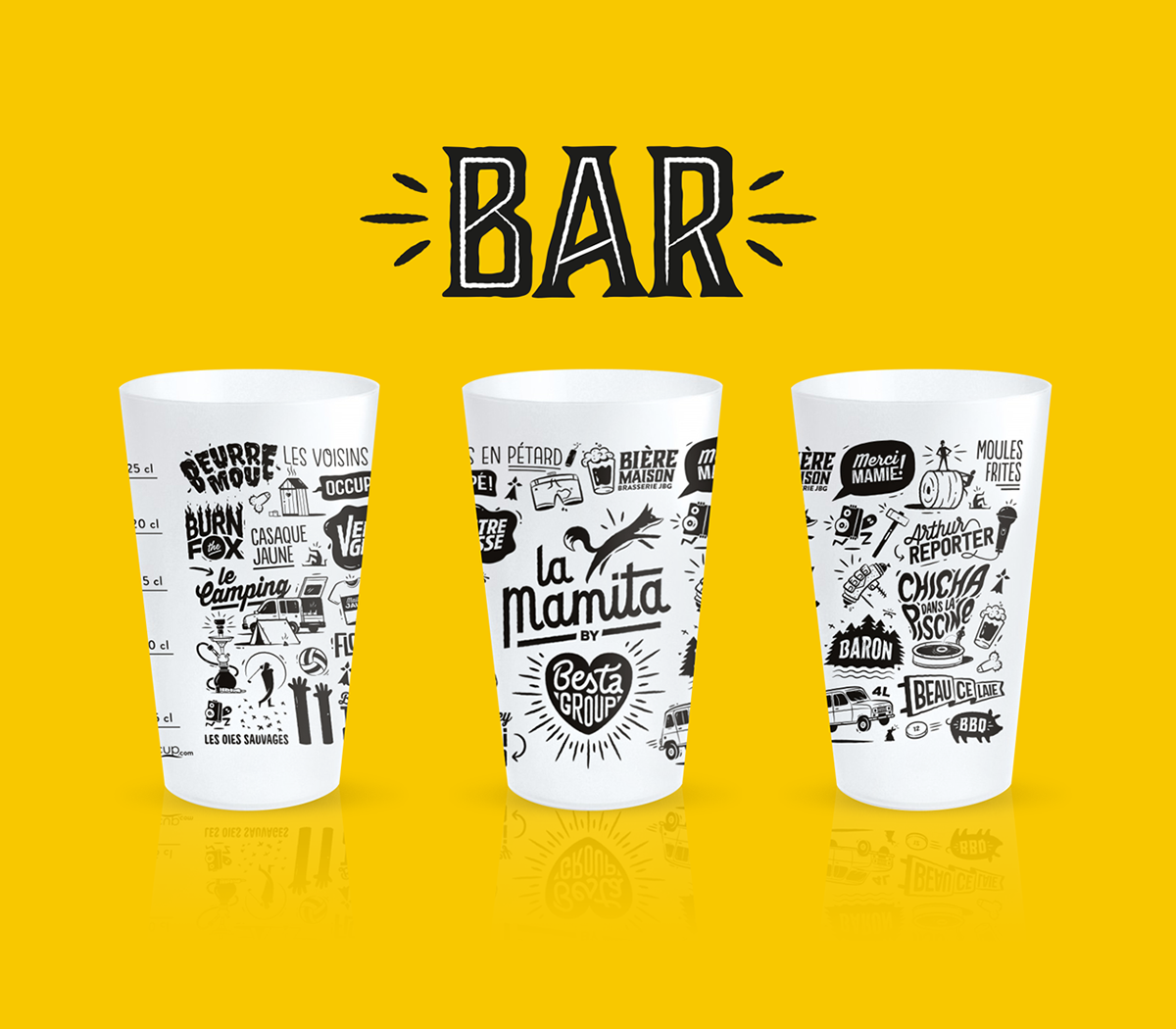 linocut beer Packaging branding  ILLUSTRATION  bretagne typography   yellow Biarritz