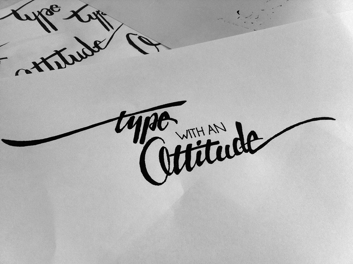 type attitude poster print handwriting brushpen
