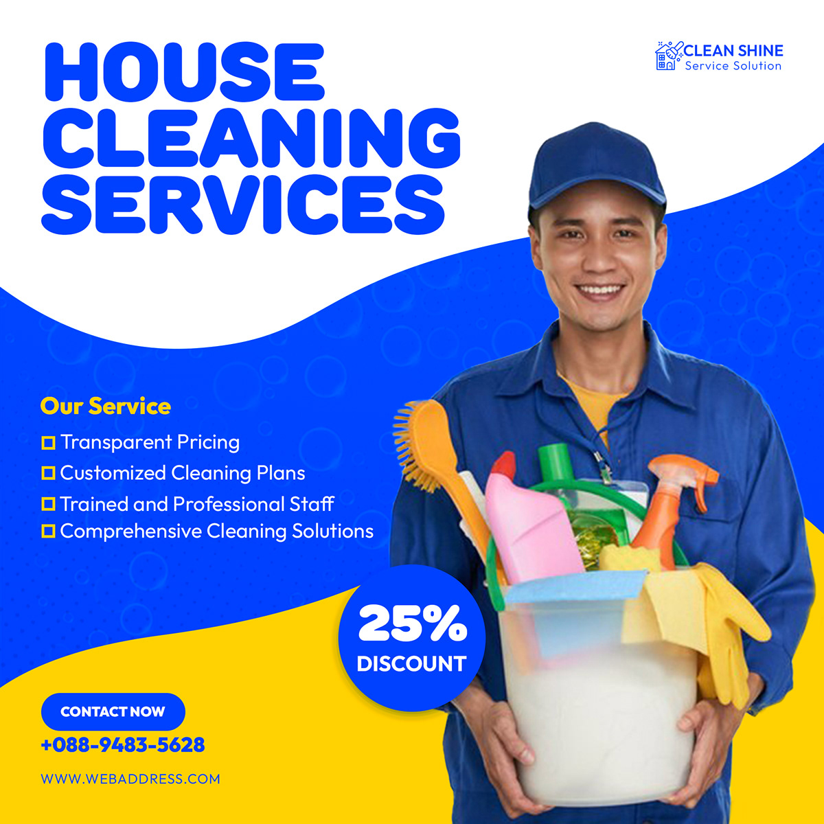 Cleaning service social media post banner design