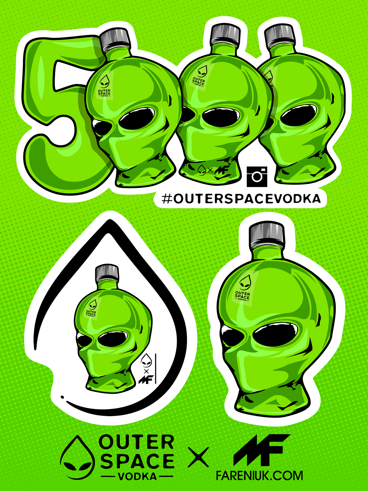 alien Vodka stickers brand usa Space  fareniuk art poster wear Clothing outerspace star chicago instagram