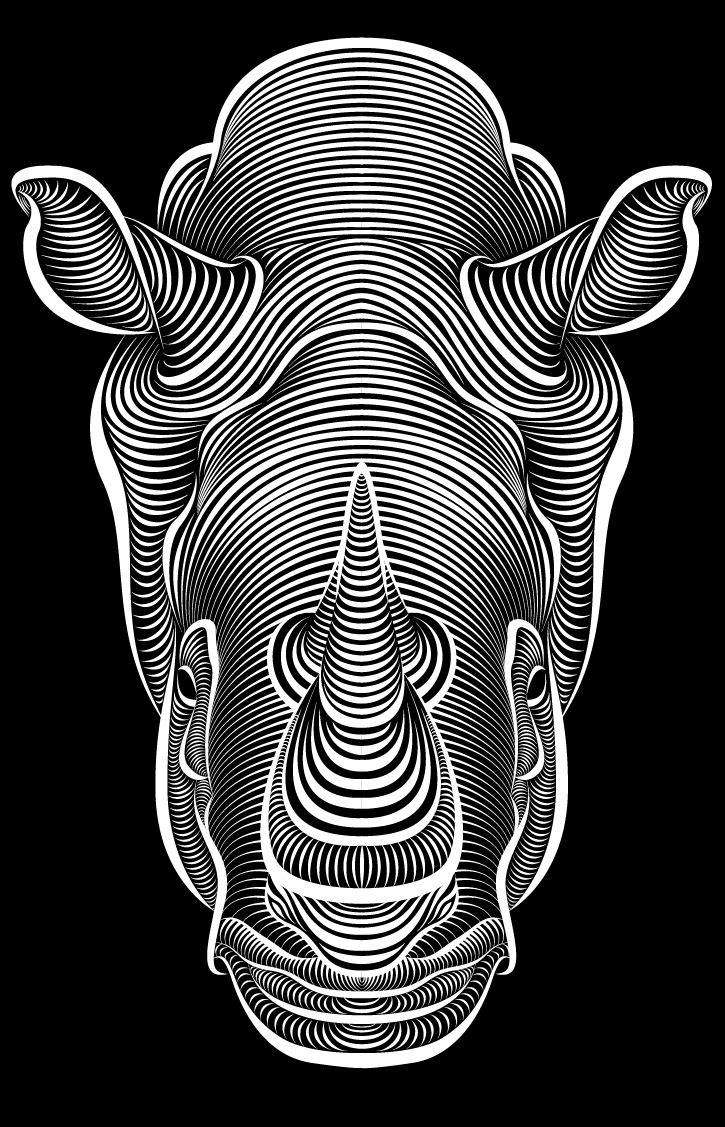 animal animals black White draw vecto vector Vectorial curves wild jungle Computer image Montreal