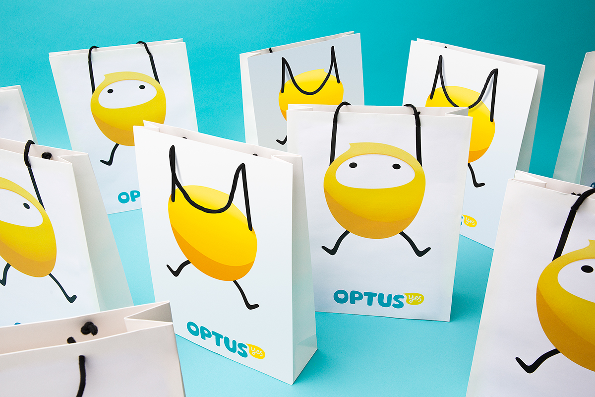 Adobe Portfolio telecomunications  yellow Optus  australia sydney telco Rebrand refresh game-changing hand drawn