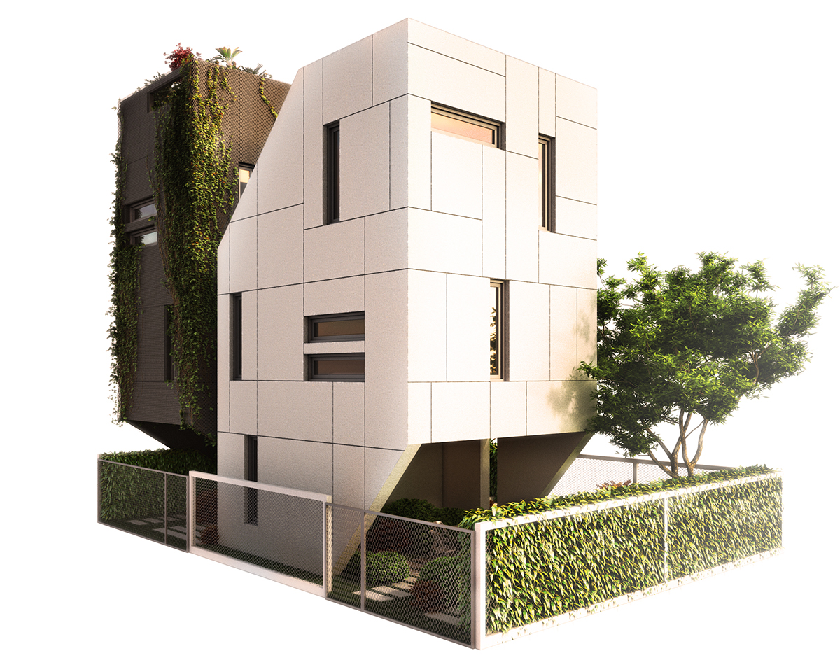 3d modeling rendering small house small plot zagreb architecture NFO