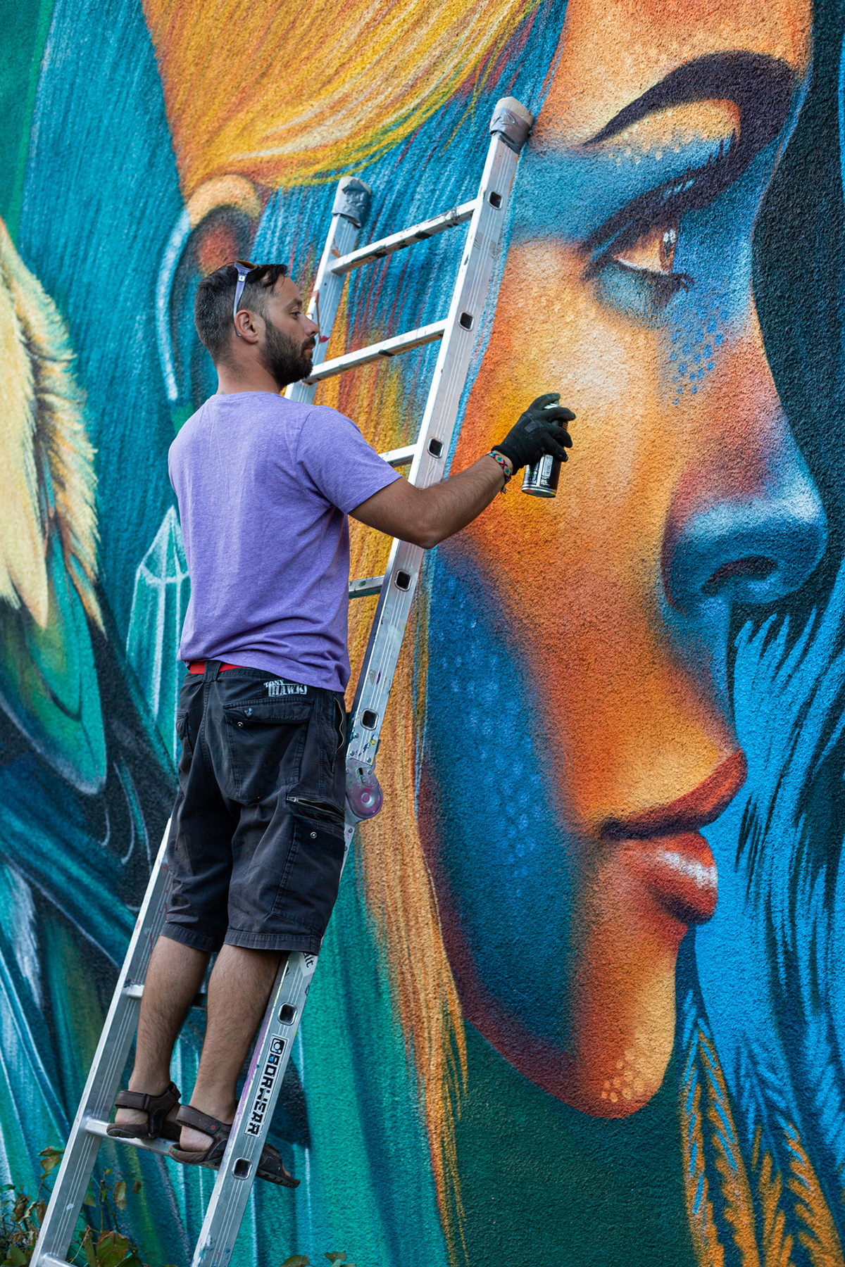 bird Graffiti Mural painting   portrait spray paint streetart urban art wall woman