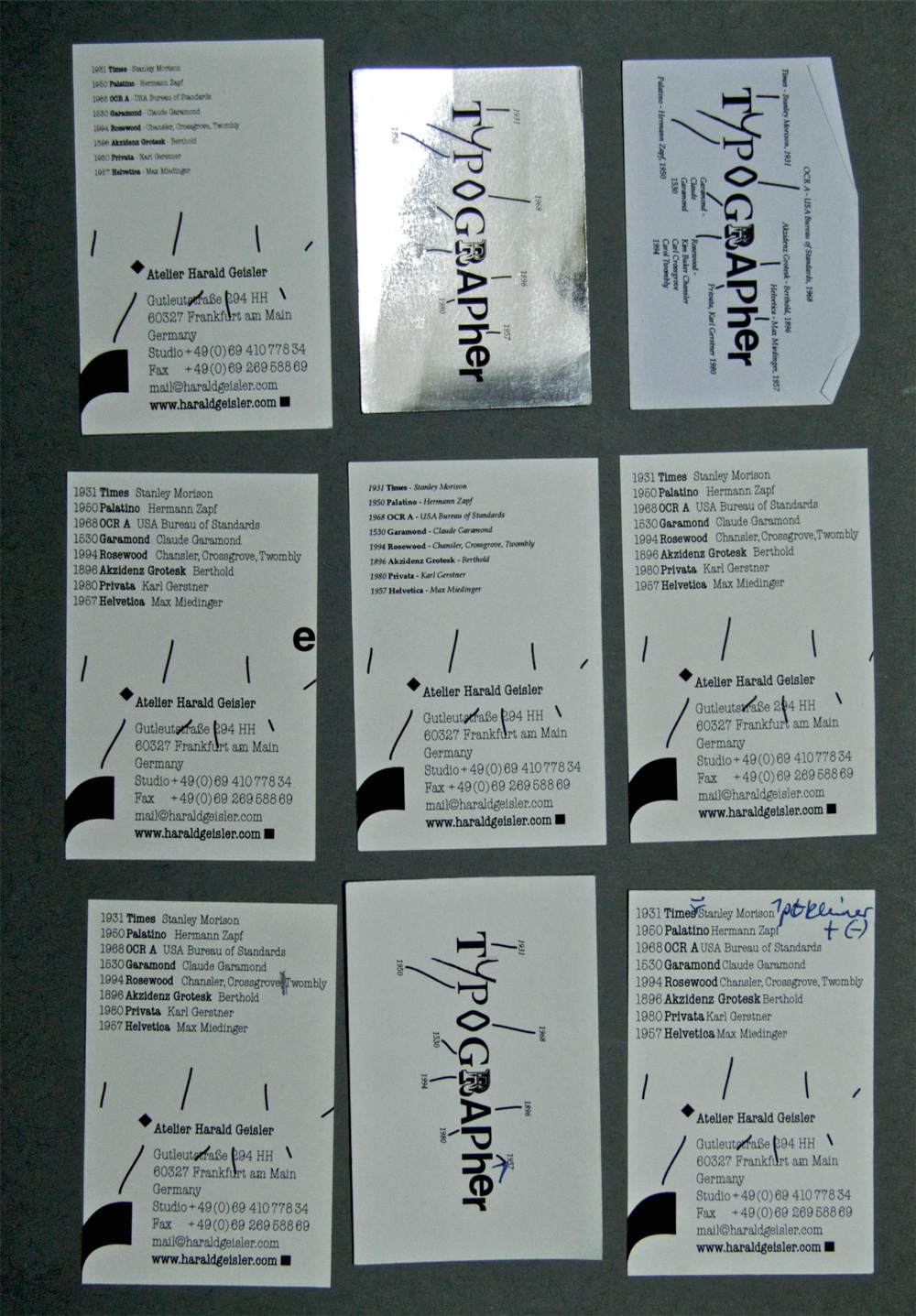 type Chromolux mirror light card business printed Frankfurt german hands edutcation history