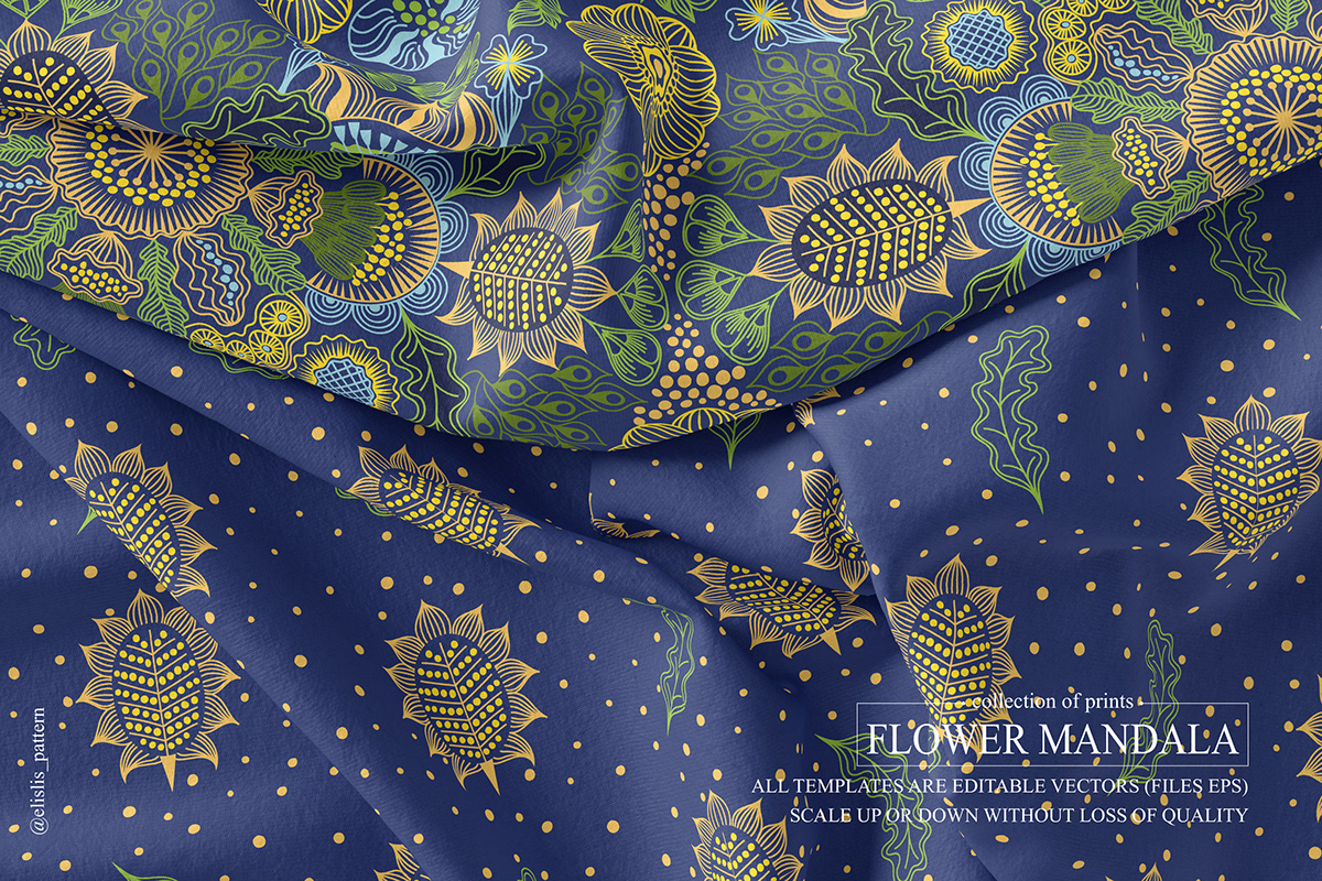 decor design Flowers ILLUSTRATION  Mandala ornament pattern prints seamless Textiles