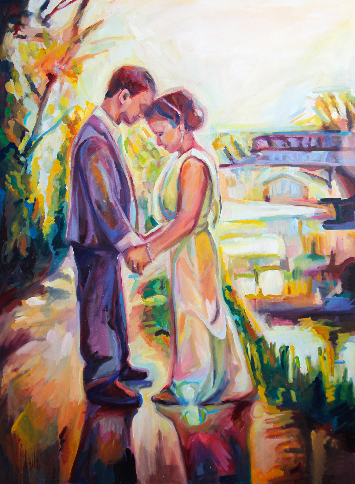 Oil Painting oil on canvas wedding portrait