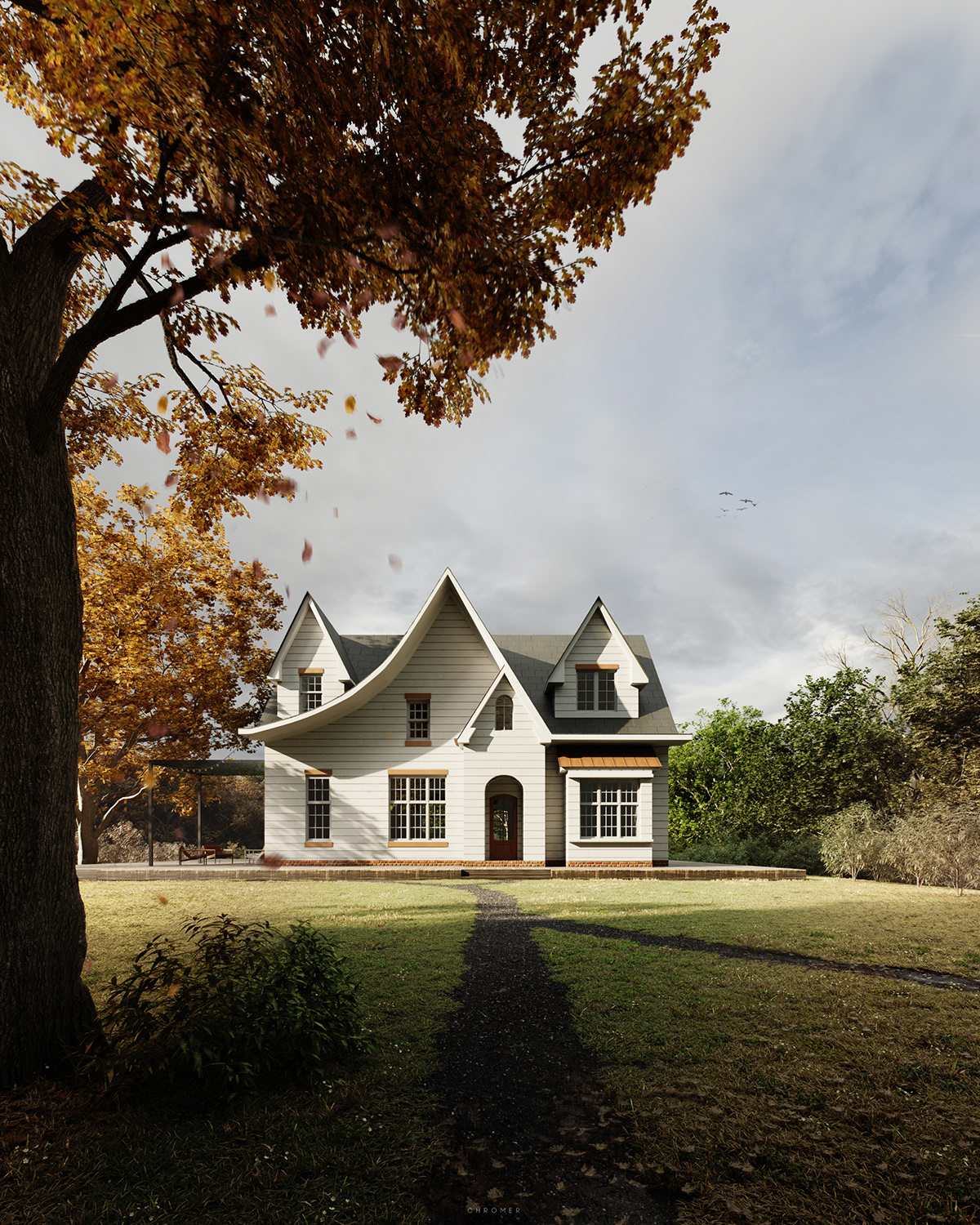 3D 3dsmax architecture archviz autumn corona exterior Render summer visualization