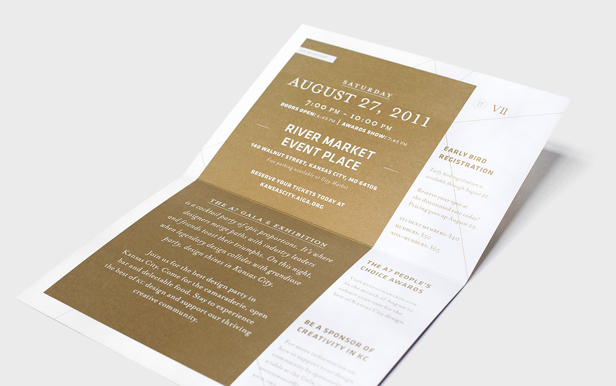 aiga AIGA Kansas City design awards Gala Exhibition  design competition identity editorial poster motion design Invitation mailer gold