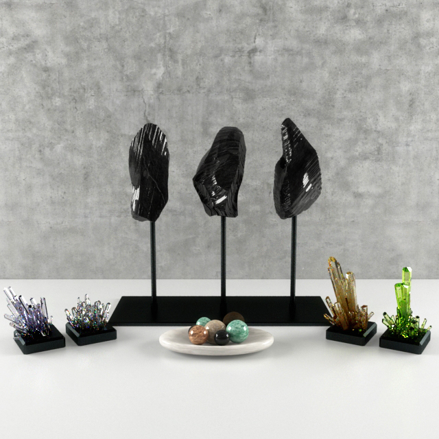 obsidian tableware natural stone decorative objects sculpture Render Interior