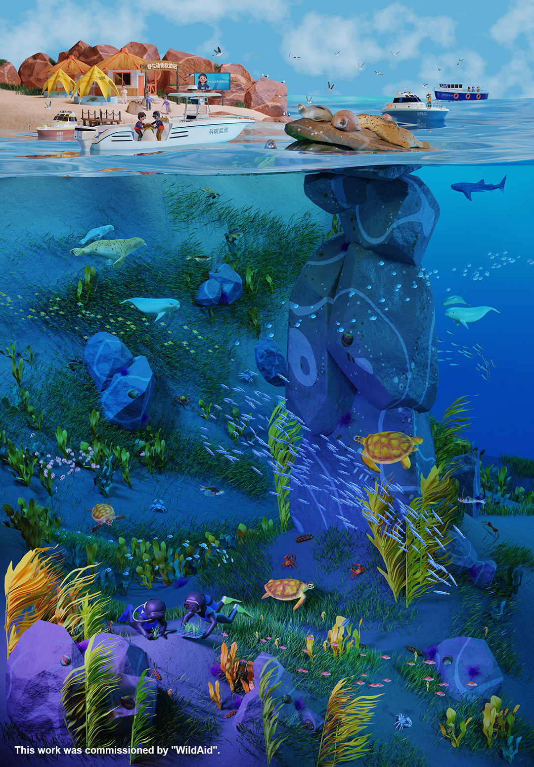3D blender Digital Art  ILLUSTRATION  marine Nature Ocean poster sea wildlife