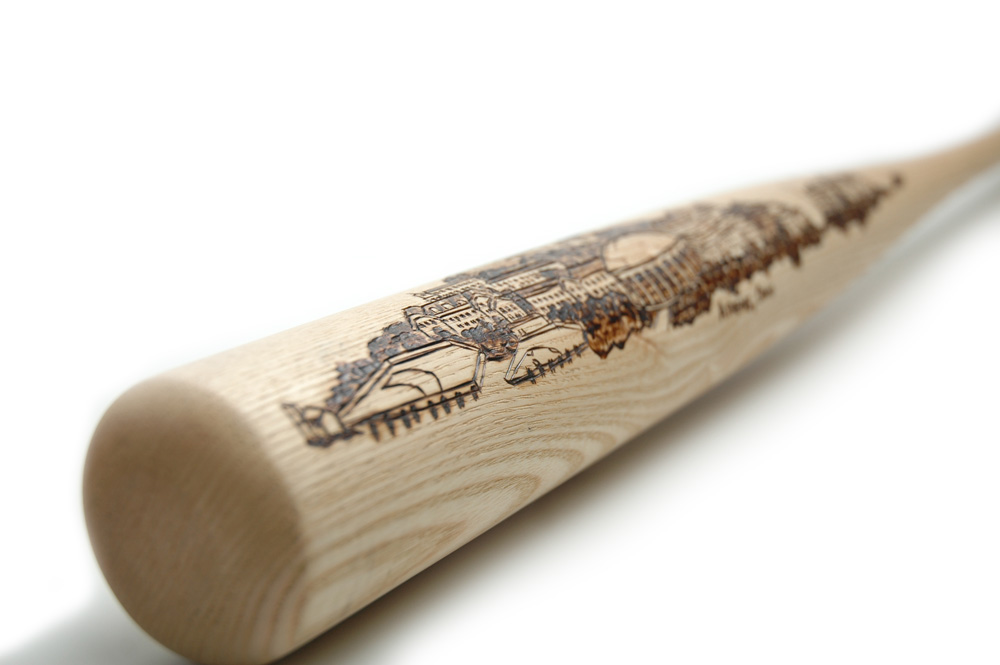 baseball bat notre dame college ohio OU athens woodworking woodburning pyrography campus city panoramic purdue