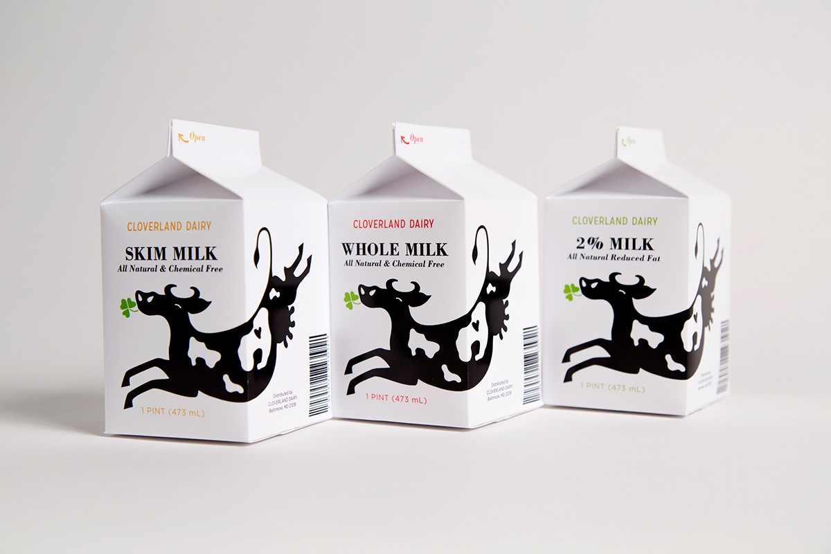 Dairy milk drink beverage package carton score fold cow bovine market Food  brand farm agriculture