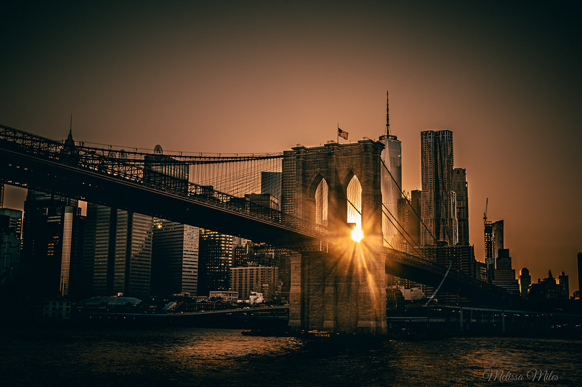 Brooklyn Bridge Evening Hudson River Manhattan New York new york city Photography  statue of liberty Sunset Photography sunsets