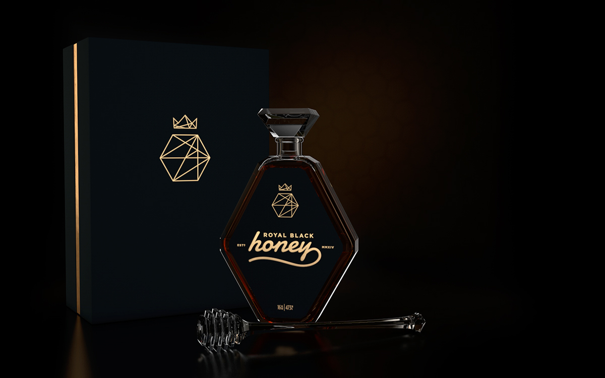 Royal Black Honey honey crown wand gold box