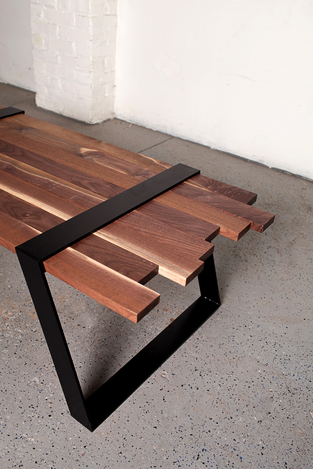 furniture steel wood coffee table walnut table