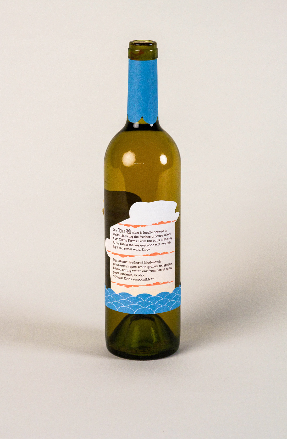 wine Label clown fish cutout
