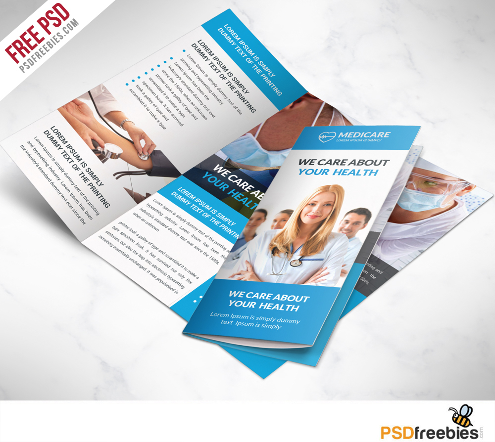 Medical and Hospital Trifold Brochure Free PSD on Behance For Brochure 3 Fold Template Psd