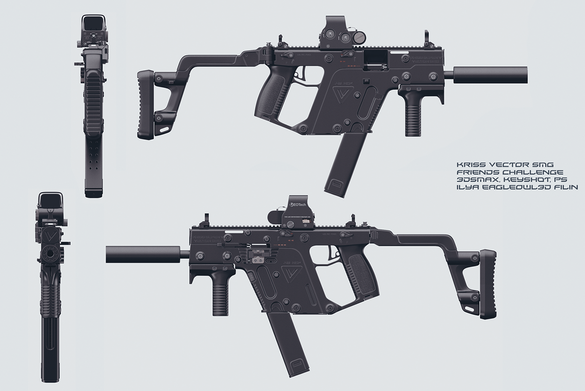 kriss vector SMG challenge Gun rifle Weapon 3D 3dmodel 3dsmax PS photoshop keyshot sight clip Airsoft
