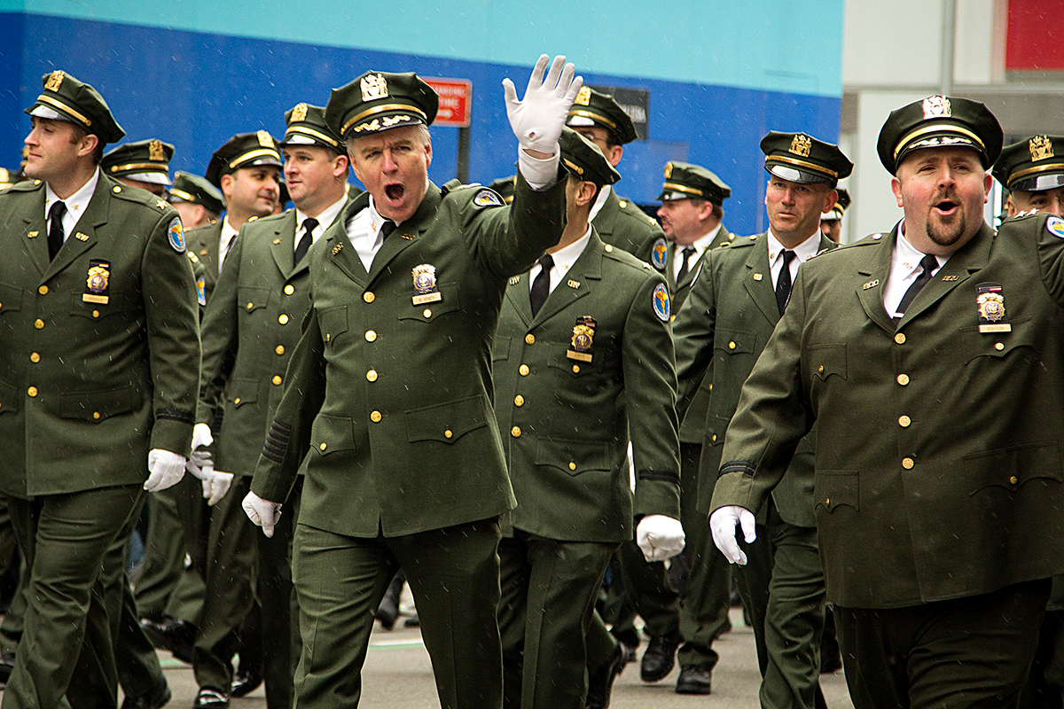 parade st. patricks day Patrick nyc New York Event festivity irish green Ireland kilt skirt snow St. Patrick's day