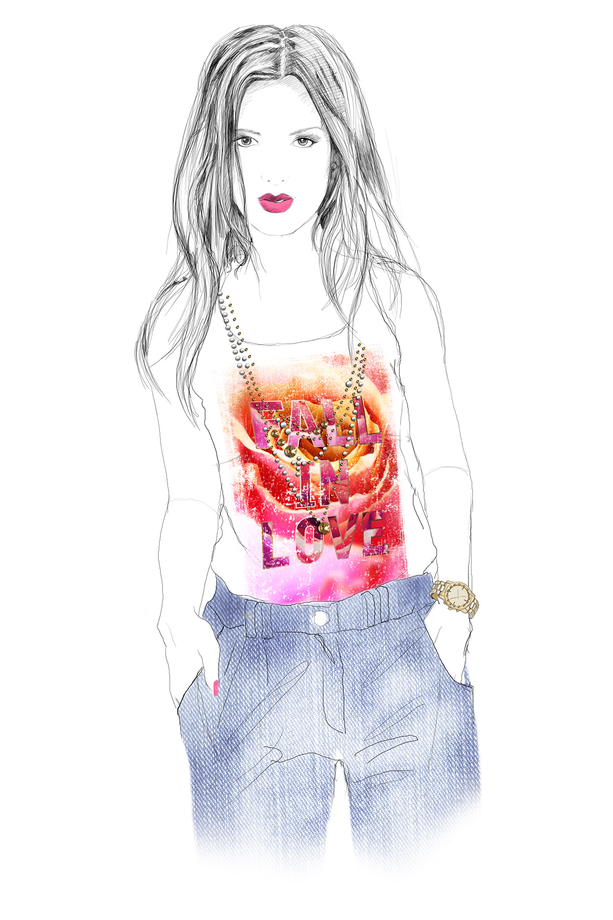 fashion illustration girl pencil wacom
