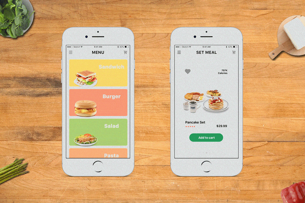 ui design sketch Food  app principle