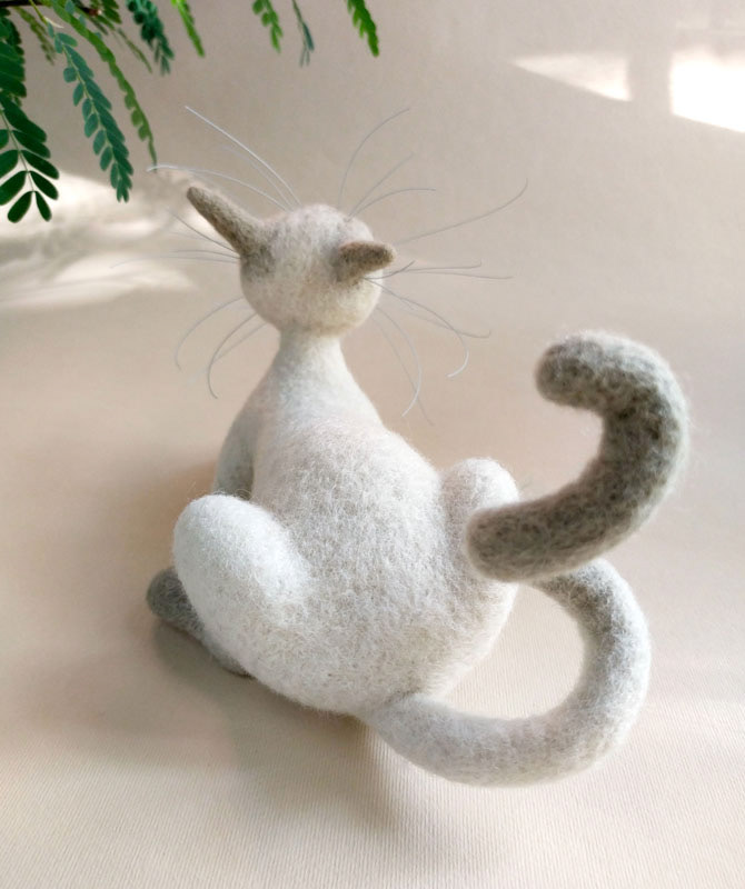 art toy Cat Character handmade Needle Felting Puntikva siamese soft sculpture wool wool sculpture