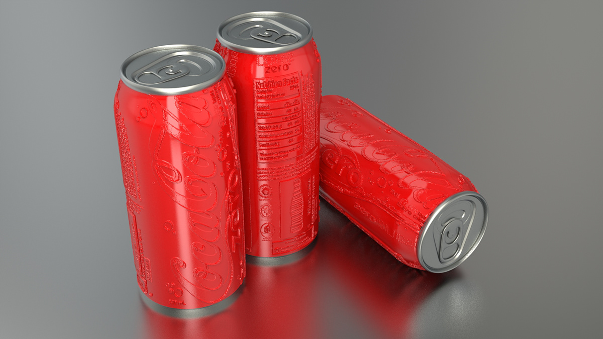 coke coca cola compositing 3D can modeling modo cocacola zero sugar free color multicolor lattina