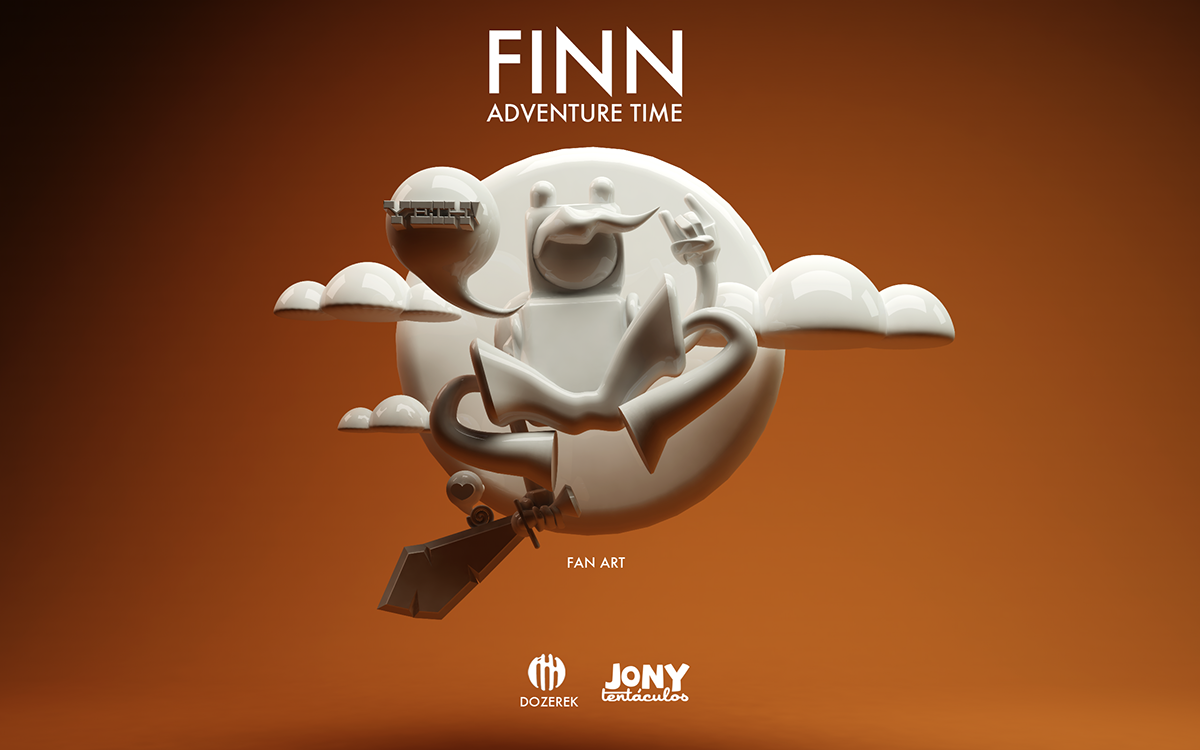 DOZEREK JONY TENTÁCULOS  3D Finn Adventure Time HORA DE AVENTURA Fan Art