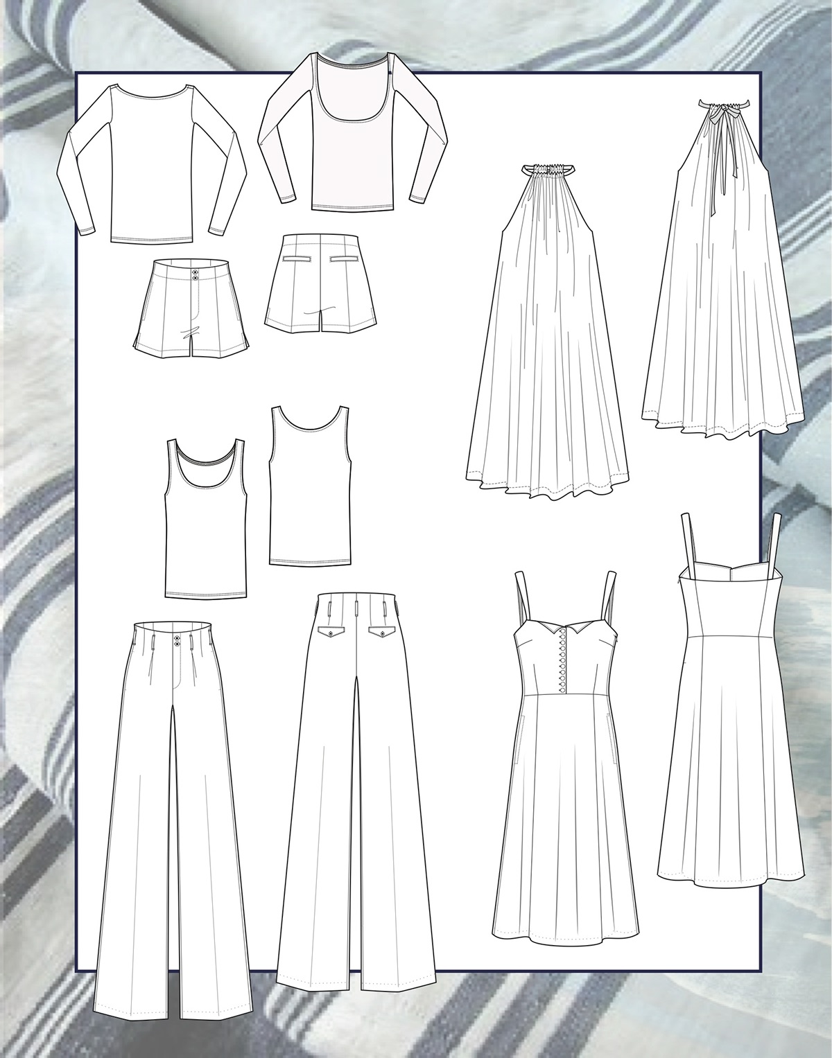 fashion illustration fashion design summer concept stripes