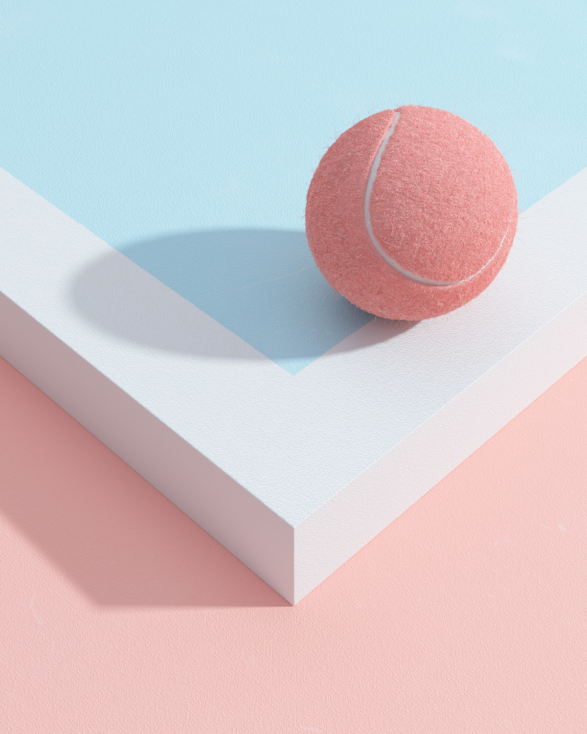 tennis surreal 3D graphic pastel colorful sports court ball