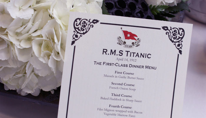 Theme Dinner titanic interative historical information