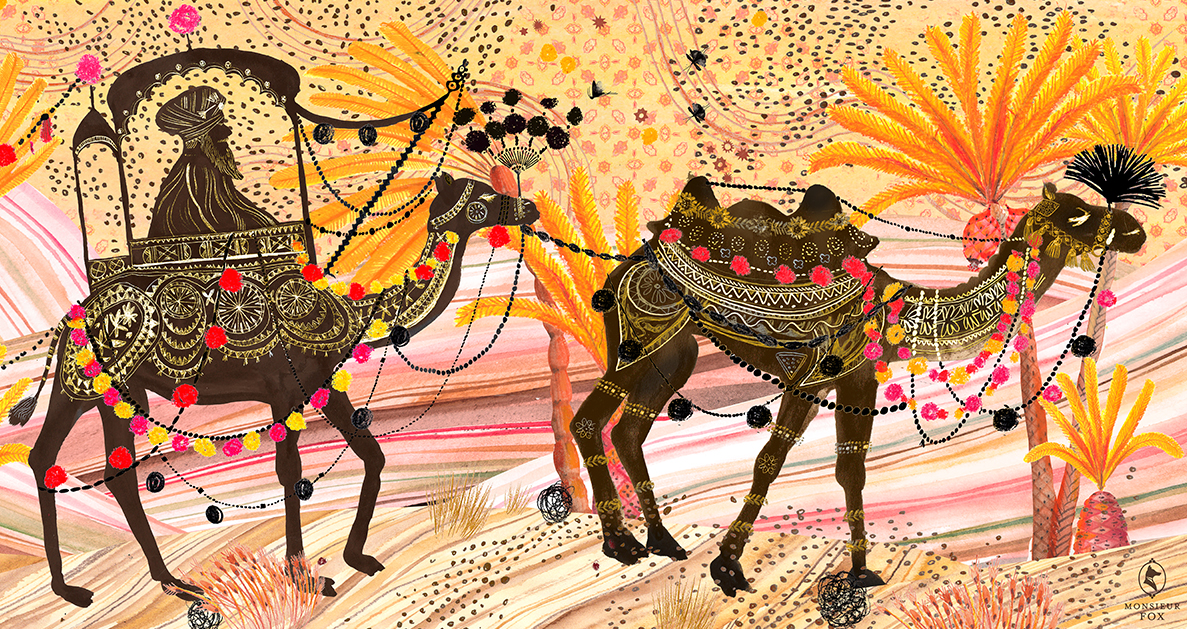 Arab colour desert 1001nights fairytale myths animals scarf textile luxury dreams Princess palace sjeik SILK