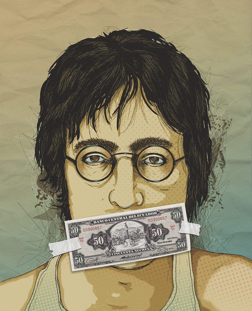 John Lennon recomendados musica sketch sucres Ecuador lescalier magazine dead billete money the beatles