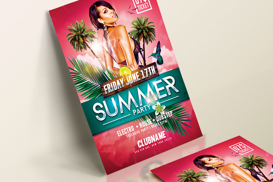 summer summer template Summer party nightclub beach party flyer template Flyer Party photoshop psd Invitation poster SpringBreak creative graphics design flyers