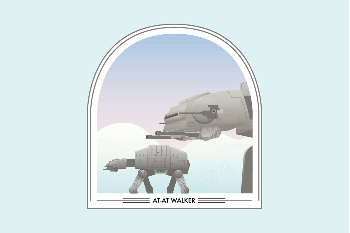 Adobe Portfolio star wars Space  droid movie Hoth Vehicle space ship robot Fan Art film poster planet Travel poster print vector