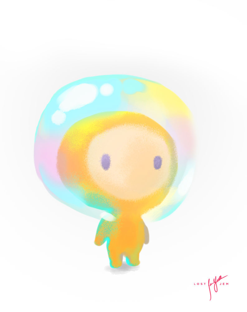 astronaut cute colorful bubble