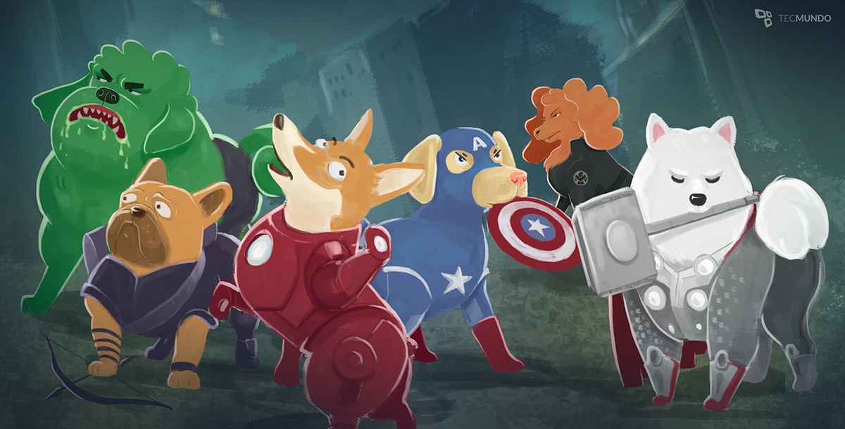 Avengers heroes dog canines animals mammals humor cute