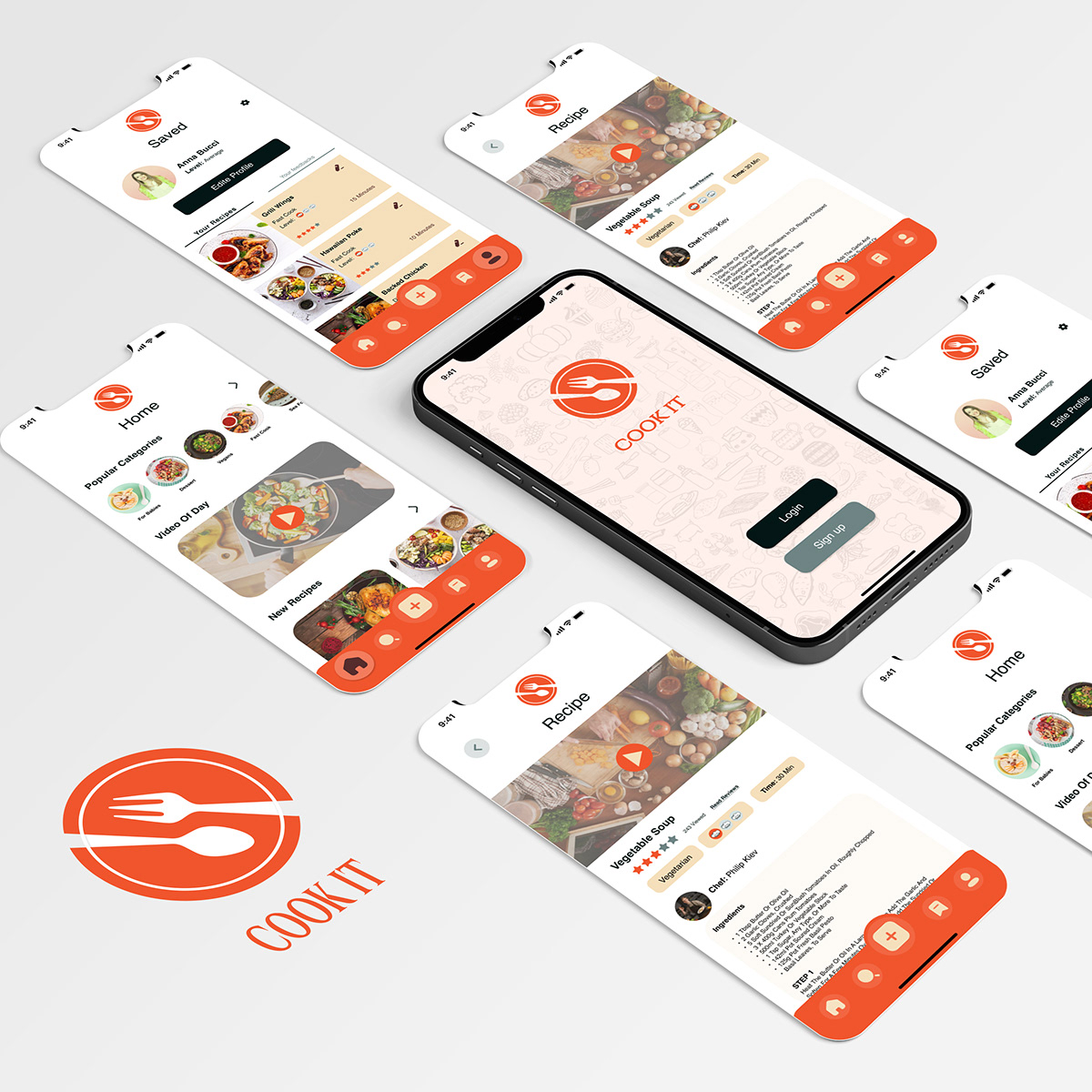 app design graphic design  recipe app UI ui design UI/UX user experience user interface ux visual identity